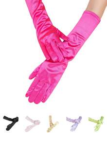 1 Pair Women Solid Color Long Mesh Evening Gloves Halloween - Transparent Long Gloves - View 15