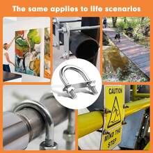 4Pcs M6 U Bolts, 1 Inch Wide Round Galvanized Carbon Steel Bolts With Nut, Washer, Plate, U Clamp Great For Machinery Supports, Pipes, Rigging And Industrial Steel Structures(25mm*70mm) - 黑色 - 查看 5