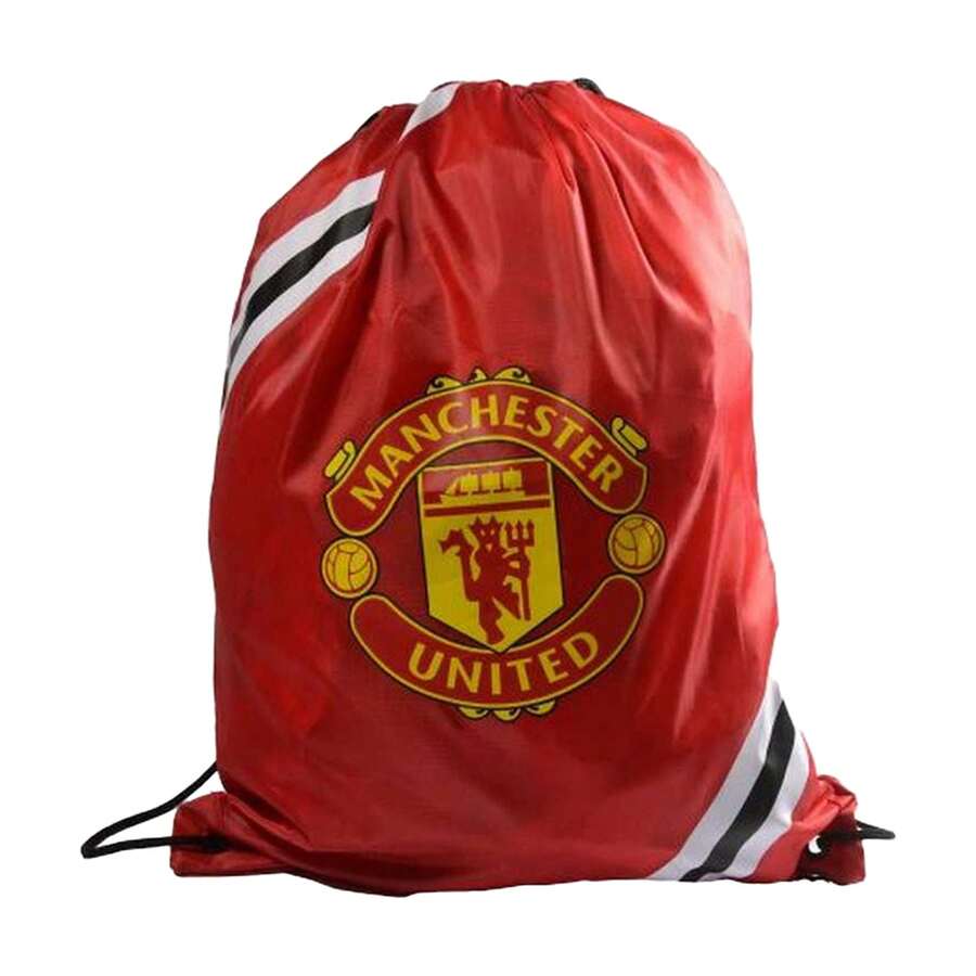 Manchester United FC Striped Drawstring Bag (Red/Yellow/White) - 100% Mixed - (BS6013) - Red - View 1