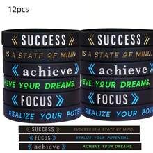 1 件/3 件激励焦点成功实现信念橡胶手环硅胶腕带 - 黑色 - 查看 20