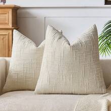 1 pieza Funda de almohada de chenilla neutra, funda de cojín decorativa de textura suave, adecuada para sofá, cama, decoración del hogar, 45 x 45 cm - Blanco - Ver 12