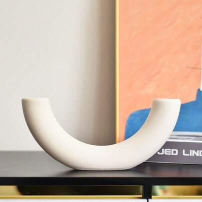 1 Piece Nordic Modern White Plastic Vase, Simple Design, Creative Home Decor Ornament, Fresh/Dried Flower Container For Living Room & Dining Room Halloween Christmas