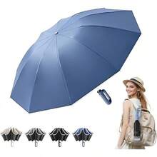 Paraguas Plegable Automático, sombrillas para el sol, Resistente al Viento y Lluvia con Protección UV, Paraguas con 10 varillas, Portátil para Hombres y Mujeres - azul - Ver 13