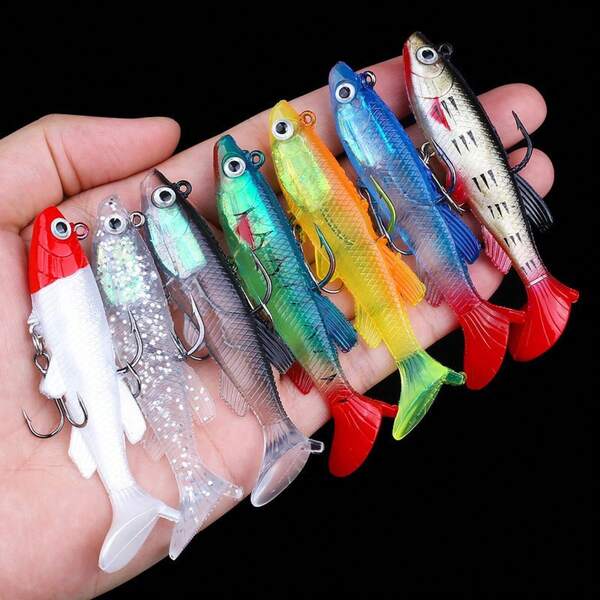 7-Piece Set Includes Lead Lure Soft Bait, T-Tail Bionic Fish-Shaped Soft Bait, And Remote Lure For Water And Sea