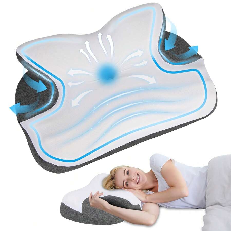 Almohada Cervical Ortopédica Ergonómica de Memory Foam 60x40x12 cm - Ideal para Dormir de Cualquier Posició - Multicolor - Ver 1