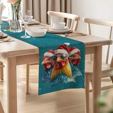 1/4pcs/10pcs Christmas Rooster & Snowflake Decor Table Runner & Placemats Set, Holiday Table Decor Fabric Runners, Home Decor, Gifts, Table Runners & Placemats Set Suitable For Indoor & Outdoor Celebrations, Seasonal Party Supplies, Kitchen Dining Table Decor, Party Table Decor, Home Room Decor Table Runners, Restaurant Decor Tablecloth