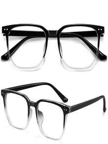 Chic Retro Small Square Plain Glasses Frames For Women – Eyewear For Round Faces - 黑色 - 查看 2