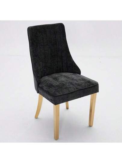 Rayon Cloth Flocking Linen Dining Chairs Channel Kitchen Dinner Stoel Comfy Fabric Upholstered Accent Room Curved Solid Wood Legs,Set Of (Beige), DE1847BG view 5