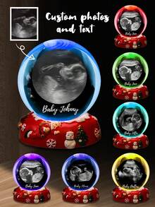 ​​Personalized Christmas Pet Photo Crystal Ball Night Light​​ - Customizable Multi-Photo & Text Engraving With 3D Holographic Effect, Displaying Pet Portraits With Engraved Holly Wreaths, Names, And Dates. Multi-Color LED Base Offers Seven-Color Illumination Options, Creating A Warm Holiday Glow. Heartwarming Christmas Decoration For Family Portraits