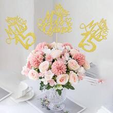 12 PCS Mis 15 Centerpiece Sticks Glitter Happy 15th Birthday Centerpieces Mis Quince 15 Fabulous Floral Decorations For Cheers To 15 Years Birthday Anniversary Party Table Centerpieces Supplies Gold{"Color_name":"Gold"} - 金色 - 查看 5