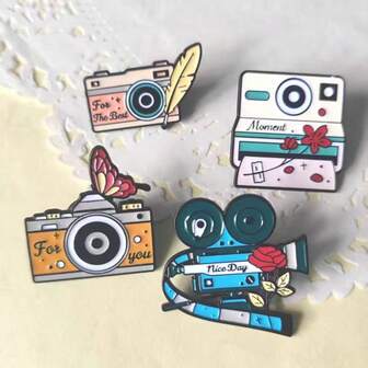 Colorful Cartoon Camera Brooch, Digital Camera, Camcorder, Snapshot Camera, Cute Versatile Metal Enamel Pin