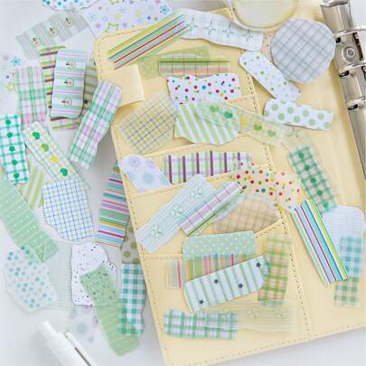 50pcs INS Style Colorful Stripe Stickers, Retro Creative Aesthetic Sticker Decals For Scrapbooking, Planner, Album DIY Decoration, Holiday Gifts, Personalized Scrapbook School Supplies Scrapbook Supplies Funny Stickers Scrapbooking Supplies Kindle