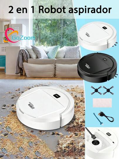 1 Pieza Aspiradora robot, puede limpiar desde pisos duros hasta alfombras de grosor medio, súper succión, ultradelgada y silenciosa, función de memoria incorporada, múltiples modos de limpieza, 3 modos de limpieza.mejor para eliminar pelos de mascotas, migas de comida, agua en el piso - Un buen ayudante para la limpieza del hogar.