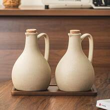 1pc 550ml/18.6oz Vintage Thick Ceramic Oil Bottle, Suitable For Cooking Oil, Soy Sauce, Vinegar, Home, Restaurant, Sushi Shop Use