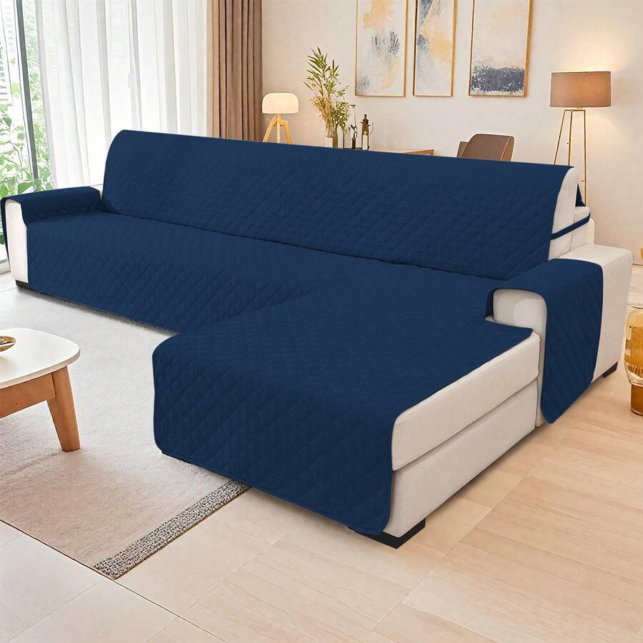 YSTYLE 100% Waterproof 2/3/4 Seater Sofa Cover With Peninsula, Universal Reversible Corner Sofa Cover - Berlin Biru - View 1
