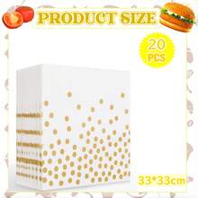 20/40 件金色纸盘餐巾用品套装，大型晚宴盘子，一次性生日派对用品蛋糕甜点盘，婴儿洗礼餐具套装派对装饰品烧烤野餐婚礼毕业纪念日 - 金色 - 查看 17