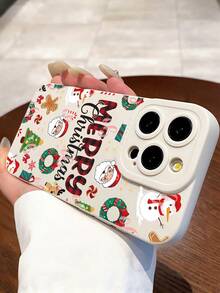1pc Minimalist Christmas Pattern Milky White Pupil Full Coverage Anti-Drop Phone Case Compatible With IPhone 16 ProMax/16/16 Pro/16 Plus/11/15/15 Pro/15 ProMax/12/13/14 ProMax/XS/XR/11 Pro/11 ProMax/12 Pro/12 ProMax/13 Pro/13 ProMax/7 Plus/14 Pro/14 ProMax/14 Plus/7 Plus/8 Plus/8/SE2/12 Mini/13 Mini, Soft Shell, Anti-Yellowing - Multicolor - View 3
