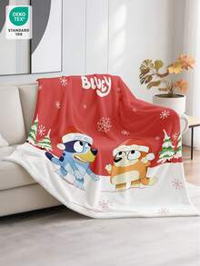 Bluey Pătură de Crăciun din flanel Bluey - Prima alegere pentru decorarea camerei, super moale, ușoară, imprimeu cu desene animate, fulgi de zăpadă Bluey Catch, perfectă pentru casă, un cadou zilnic, de ziua de naștere pentru prieteni, familie, pentru tine, pătură confortabilă și caldă, decor de cameră de Crăciun, înapoi la școală, rechizite școlare, decorațiuni de Crăciun, decor dormitor, nuntă, pătură, Oeko-Tex