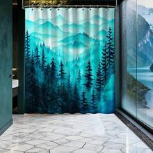 Dark Teal Forest Shower Curtain Teal Blue Turquoise Shower Curtains For Bathroom, Waterproof Polyester Fabric With Hooks,60''W X 72''L{"Color_name":"Teal","Size_name":"60\"Wx72\"L(Packof1)"} - 多色20 - 查看 4