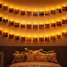 1 pièce Guirlande lumineuse à pinces photo pour fêtes, vacances, anniversaires, mariages, décorations de fiançailles, pinces transparentes, convient pour dortoir, chambre, décoration murale photo pour accrocher photos, images, cartes et notes, guirlande lumineuse, corde lumineuse de chambre en cuivre 1,5 m/3 m/6 10/20/40 LED, bande lumineuse de fée 40 pinces convenant pour centres commerciaux, bars, chambres, fêtes