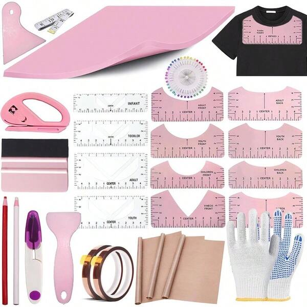 Sublimation Shirts Kits Vinyl Alignment, Heat Press Pad Silicone, Shirt Rulers Guide And Sheet Heat Press  Vinyl Center Designs, Sewing Accessories