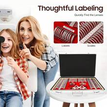 ZhdnBhnos 266Pcs Optometry Rim Case Kit, Professional Optical Trial Lens Set Metal Rim Optometry Box Kit With Optometry Test Trial Frame, Precise Eye Protection Accessories Set, 22.4 * 14.2 * 3.7Inch - Silver + Red - View 4