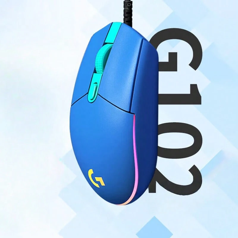 Logitech Ratón de juego con cable G102, sensación mecánica con iluminación RGB, ligero y portátil, agarre cómodo, diseño clásico, adecuado para manos pequeñas a medianas, azul - Azul - Ver 1