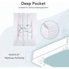 - Cubrecolchn tamao, grueso para dolor de espalda, protector de colchn refrescante con bolsillo de 8 a 21 pulgadas de profundidad, relleno alternativo de plumn - Blanco + Queen - Ver 4