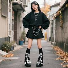 Kawaii Leg Warmers, Harajuku Lolita & Gyaru Socks, Japanese Cute Emo Style Accessories For Women - 蝴蝶 - 查看 4