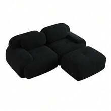 Sofas & Couches - Black + Corduroy + 2 Seat - View 5