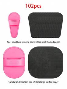 102/62/32/12pcs-Hair Removal Kit, Girl Exfoliating Kit-Smooth Legs And Facial Hair Removal Pads In 2 Sizes, Reusable Physical Hair Removal Tools, Fine Black Sandpaper For Lips And Skin, Facial Hair Remover And Sander, Smooth Facial Hair Remover, Women's Shaver, Mini Shaving And Hair Removal Kit.Christmas, Winter, Pink, Graduation.