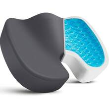 Tailbone Pain Relief Pillow - For Office, Office Chair Seat Cushion, Cooling Gel Enhanced Memory Foam Cushion For Long Sitting - Back, Sciatica, Coccyx, Gaming, Car, Wheelchair - Grey, Large - 灰色 - 查看 7