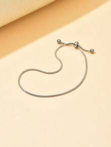 1pc Fashionable Snake Chain Stainless Steel Bracelet For Women, Sophisticated & Versatile Accessory For Daily Wear Or Festive Occasions - 黃金 - 查看 9