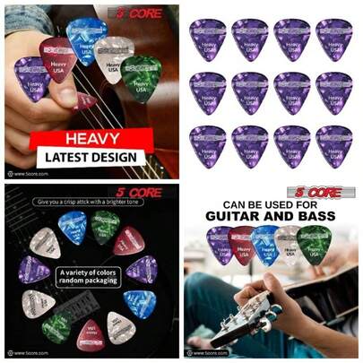5Core Guitar Picks 12Pcs 0.96mm Celluloid Heavy Gauge Pick Acoustic Bass Guitar Natural Feel Warm Tone Puas Para Guitarra - G PICK H PR 12PK