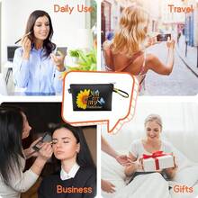 Gloppie Makeup Bag Zipper Cosmetic Bag Small Personal Bag For Purse Must Have Purse Essentials Sunflower{"Color_name":"F-Sunflower"} - F-向日葵 - 查看 8