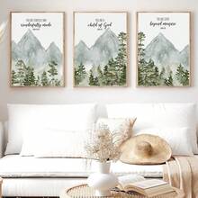3 Stücke christliche Kinderzimmer Dekoartikel Baby Bibelvers Wandkunst Aquarellprint Bibelvers Muster Natur-Themen Wandkunst Wald Kinderzimmer Dekoration Vintage-Stil Heimdekoration gerahmte Wandkunst Wohnzimmer Dekoration Raumdekoration Heimdekoration