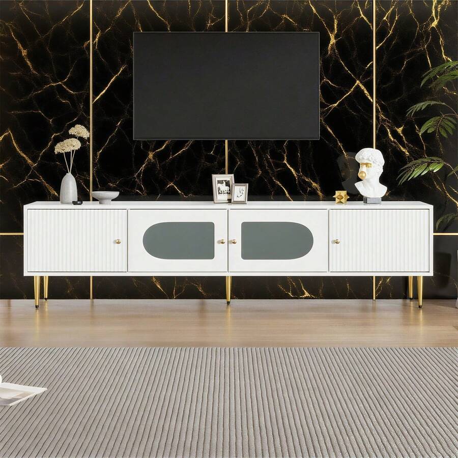 Television Stands & Entertainment Centers - White + Chipboard + 70-79 Inches - View 1