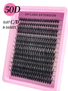New 14 Rows 280 Pieces D Volume Single Lashes With Bonding And Sealing, Soft And Natural Looking Fluffy False Eyelash Extensions For Daily Wear, Thick And Enlarged Eyes False Eyelash Extension Kit For Party, Wedding, Travel Use, 8-16mm Mixed Length For The Most Beautiful Makeup