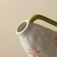 Jarrón de flores pequeño de cerámica vintage, decoración de estilo campestre, jarrón decorativo para el hogar, adecuado para cocina, dormitorio, oficina, sala de estar, baño y centro de mesa en estanterías y mesa de comedor (estilo creativo retro)