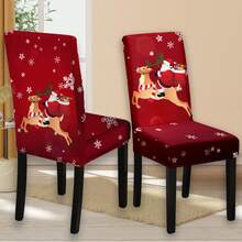 1/2/4/6/100 piezas Fundas para sillas de comedor navideñas, fundas elásticas, extraíbles y lavables para el hogar, hotel, fiesta - Multicolor - Ver 5