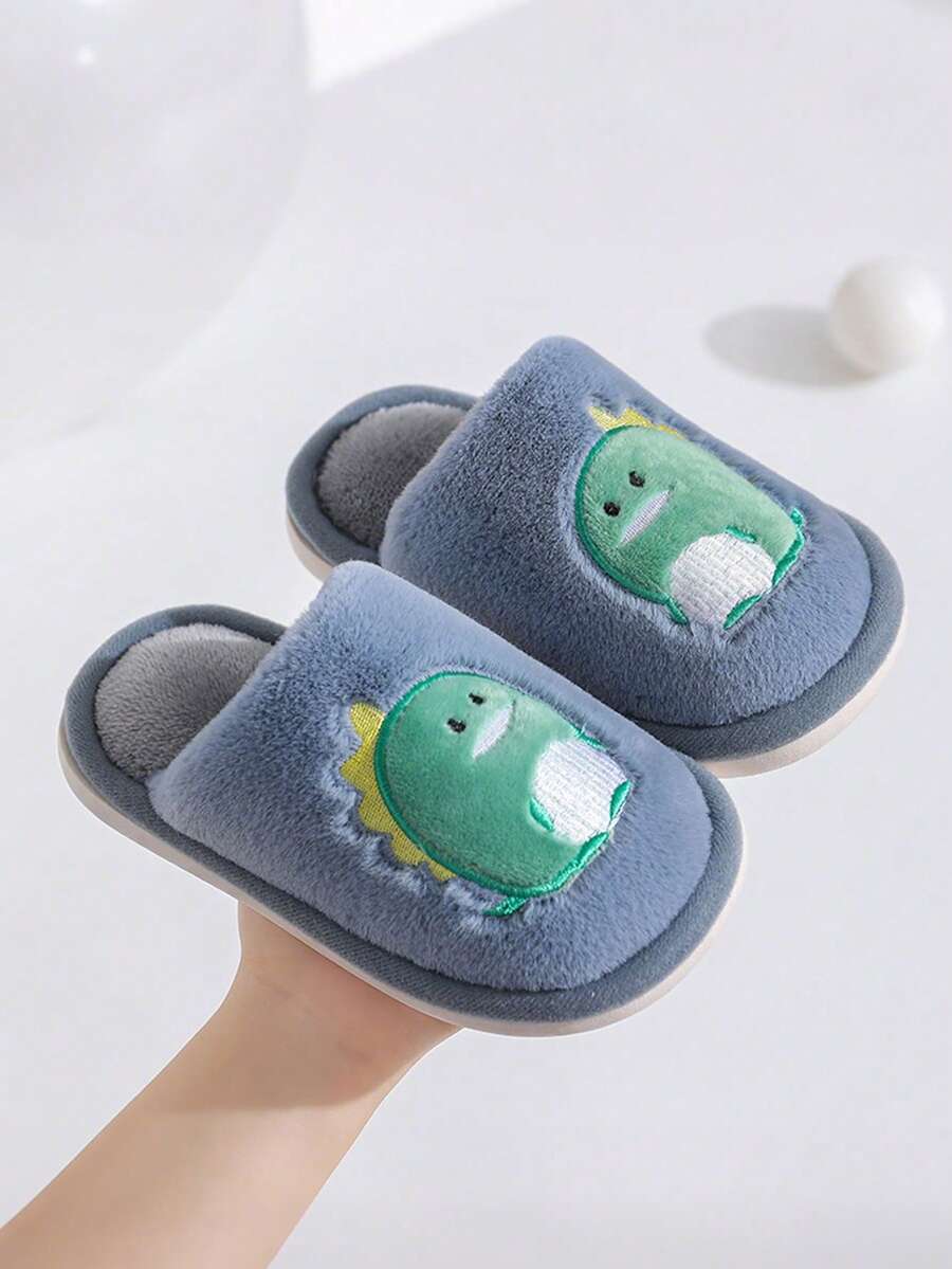 1雙時尚可愛卡通獨角獸刺繡裝飾保暖拖鞋，適合兒童
