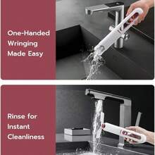 Mop mini portabil, mop umed rezistent pentru suprafețe multiple, cu mâner și burete, ușor pentru podele, sticlă, mașini, bucătărie, baie - sistem compact de curățare