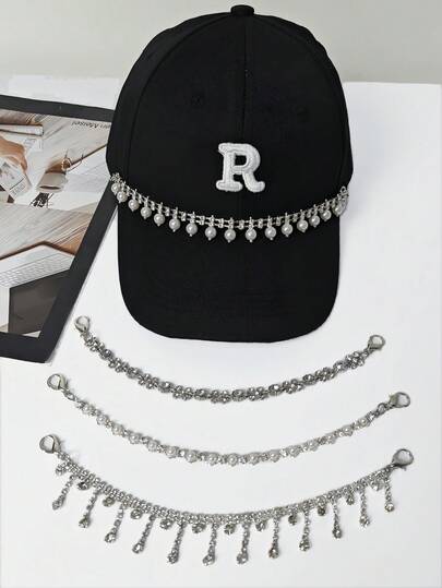 1pc Premium Rhinestone Decor Detachable Hat Chain, Versatile Accessory For Baseball Caps, Holiday Gift & Daily Hat Decoration