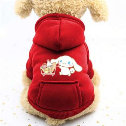 Sanrio 1pc New Autumn And Winter Cat And Dog Hoodies, Cartoon Hoodies, Sports Style Pet Hoodies, Clothing And Dog Hoodies, Cartoon Hoodies, Sports Style Cat And Dog Pet Hoodies, Clothing