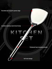 7/9 Pcs Cooking Utensils Set, Stainless Steel Kitchen Utensils, Heat Resistant Metal Kitchen Tools Include Solid & Slotted Turner Wok Spatula, Serving Spoon, Ergonomic Handle, Easy To Clean