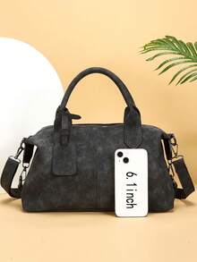 New Vintage Casual Women Handbag Boston Bag Office Commute Tote Shoulder Crossbody Bag With Detachable Strap