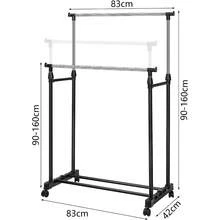 Shoze Clothes Rail Adjustable Garment Rack Telescopic Coat Rack Hanging Rail Clothes Stand With Shoe Shelf And Casters Clothing Rack For Small Place Organiser Shelf Bedroom Clothing Rack - Double Bars - View 1