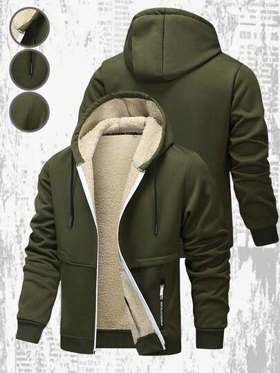 Men's Hooded Zip-Up Jacket, Retro Design, Soft Thermal Lined, Versatile For Daily Commute, Minimalist Silhouette, Fashionable