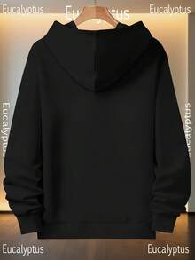 Stile casual, motivo con scritta ONCE YOU GO DAVE YOU NEVER GO BACK Felpa con cappuccio stampata da uomo, materiale in poliestere 260 g, calda e, tuta da jogging da uomo - nero - Visualizzare 5