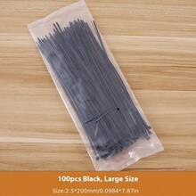 100 قطعة من رباطات الكابلات النايلون ذاتية الإقفال، أربطة تثبيت قوية، رباطات ربط سوداء لتجميع وتنظيم وإدارة الكابلات